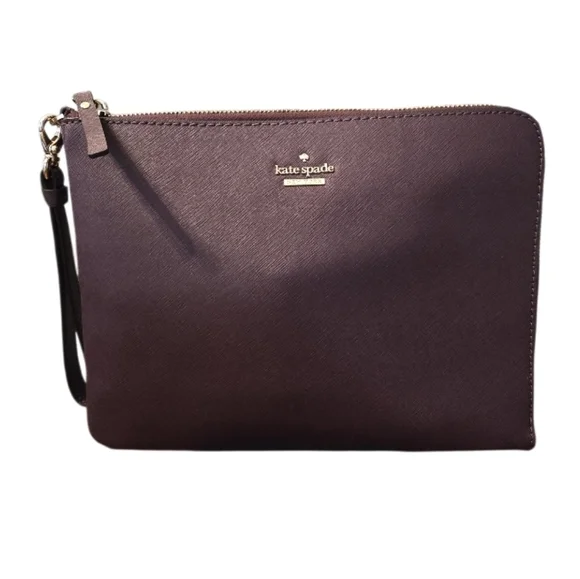 kate spade Plum Saffiano Leather Wristlet Clutch with Gold Hardware - Picture 4 of 10